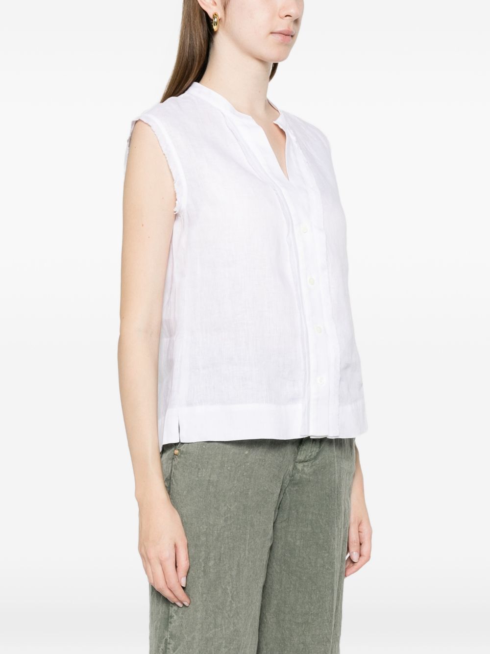 TRAME AUREE Linen Blouse — Sleeveless White Shirt