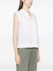 TRAME AUREE Linen Blouse — Sleeveless White Shirt