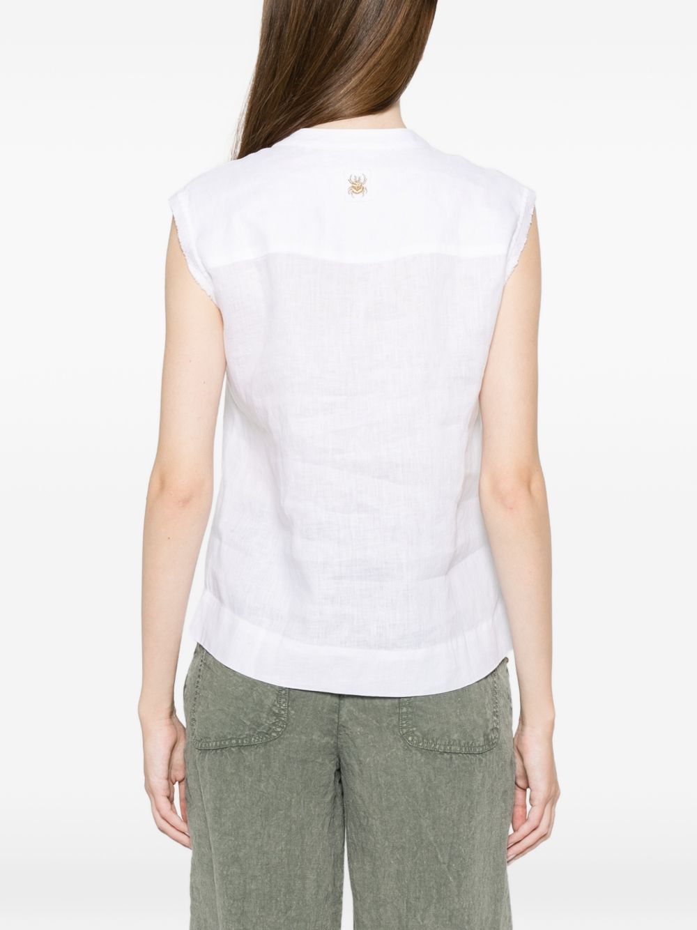 TRAME AUREE Linen Blouse — Sleeveless White Shirt