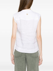 TRAME AUREE Linen Blouse — Sleeveless White Shirt