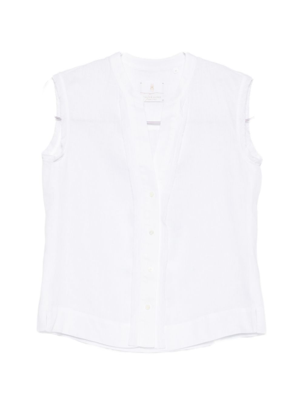 TRAME AUREE Linen Blouse — Sleeveless White Shirt