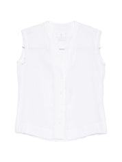 TRAME AUREE Linen Blouse — Sleeveless White Shirt