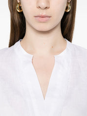TRAME AUREE Linen Blouse — Sleeveless White Shirt