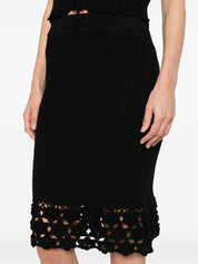 Ganni Crochet Long Skirt — Black Ribbed Knit (Women)