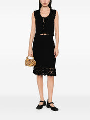 Ganni Crochet Long Skirt — Black Ribbed Knit (Women)
