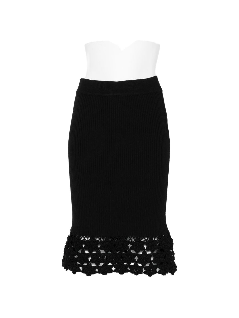 Ganni Crochet Long Skirt — Black Ribbed Knit (Women)