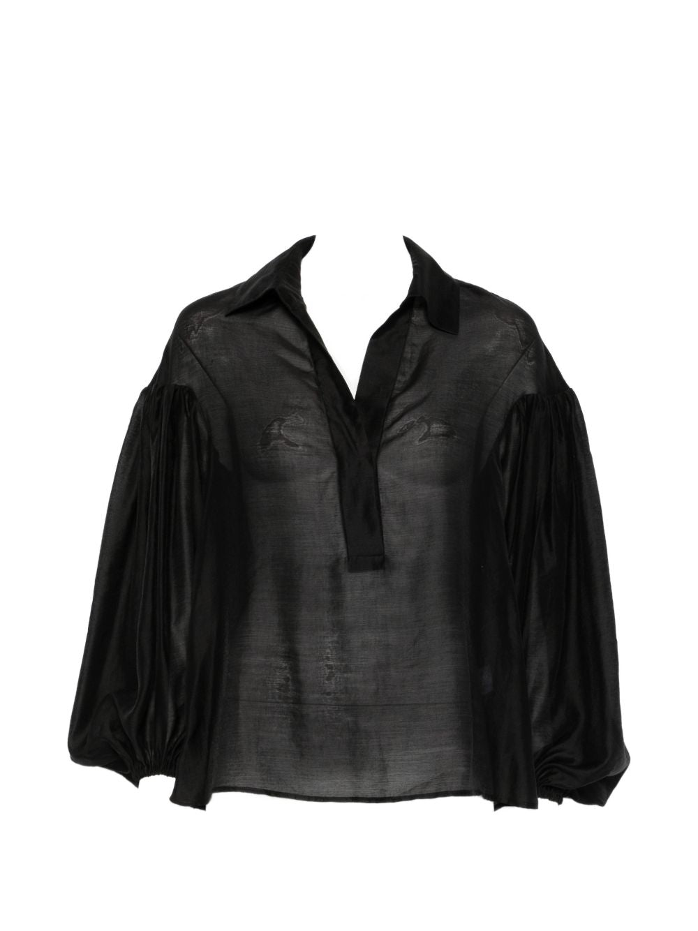 TRAME AUREE Trame Auree Long-sleeve Blouse — Black Puff