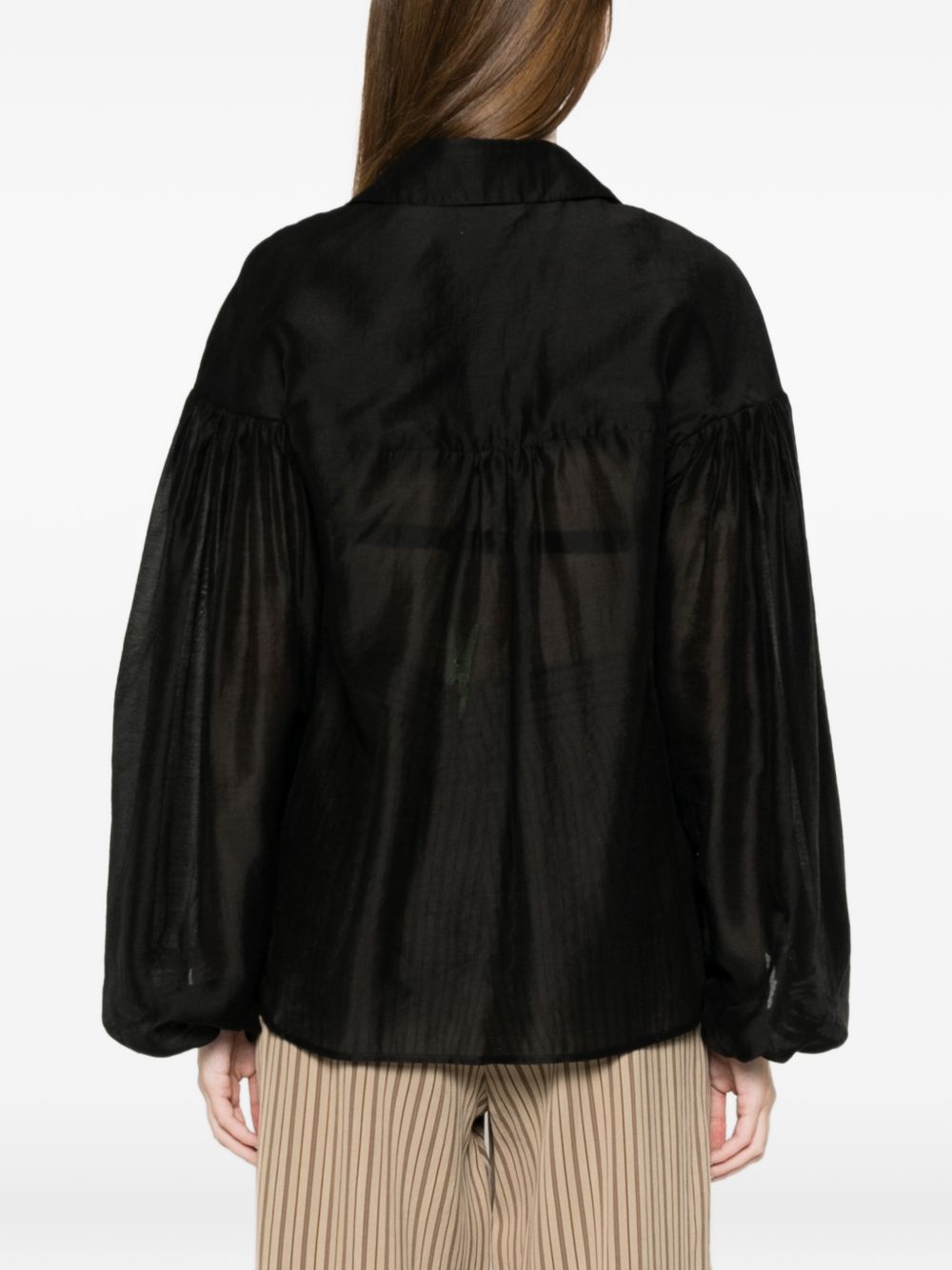 TRAME AUREE Trame Auree Long-sleeve Blouse — Black Puff