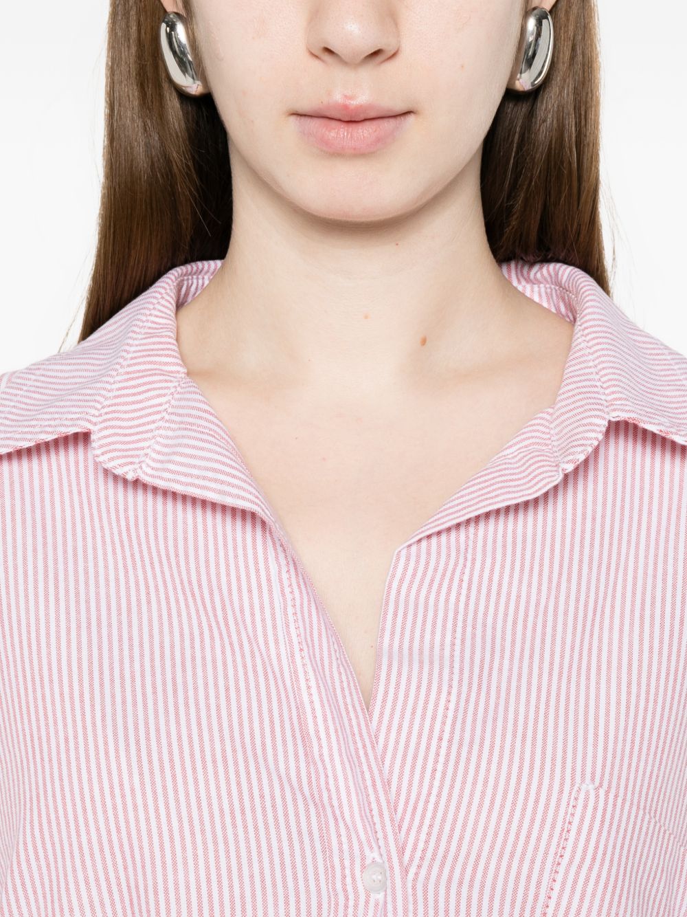 White Sand Pink Striped Cotton Shirt — New In