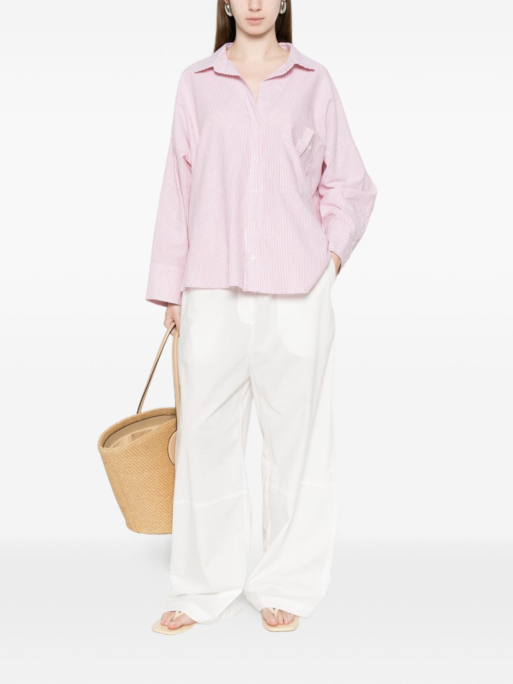 White Sand Pink Striped Cotton Shirt — New In