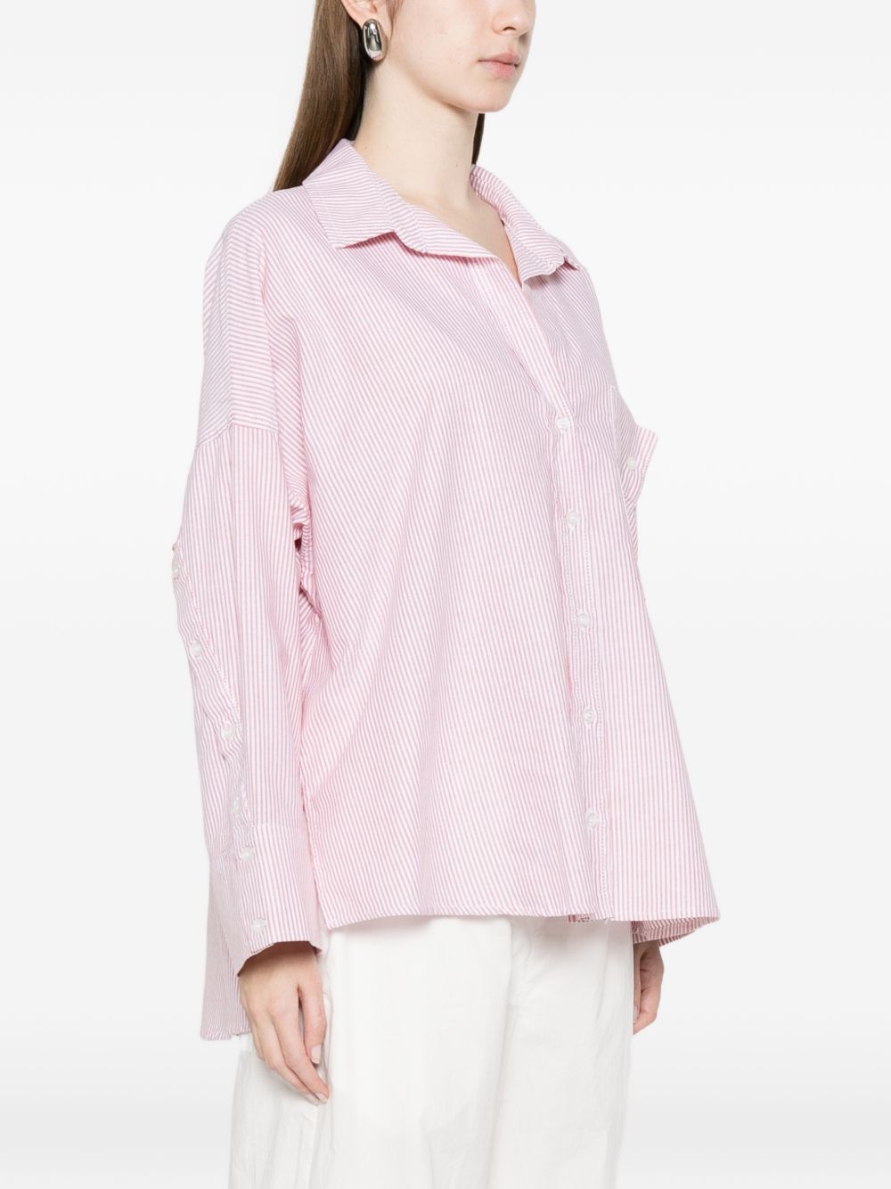 White Sand Pink Striped Cotton Shirt — New In