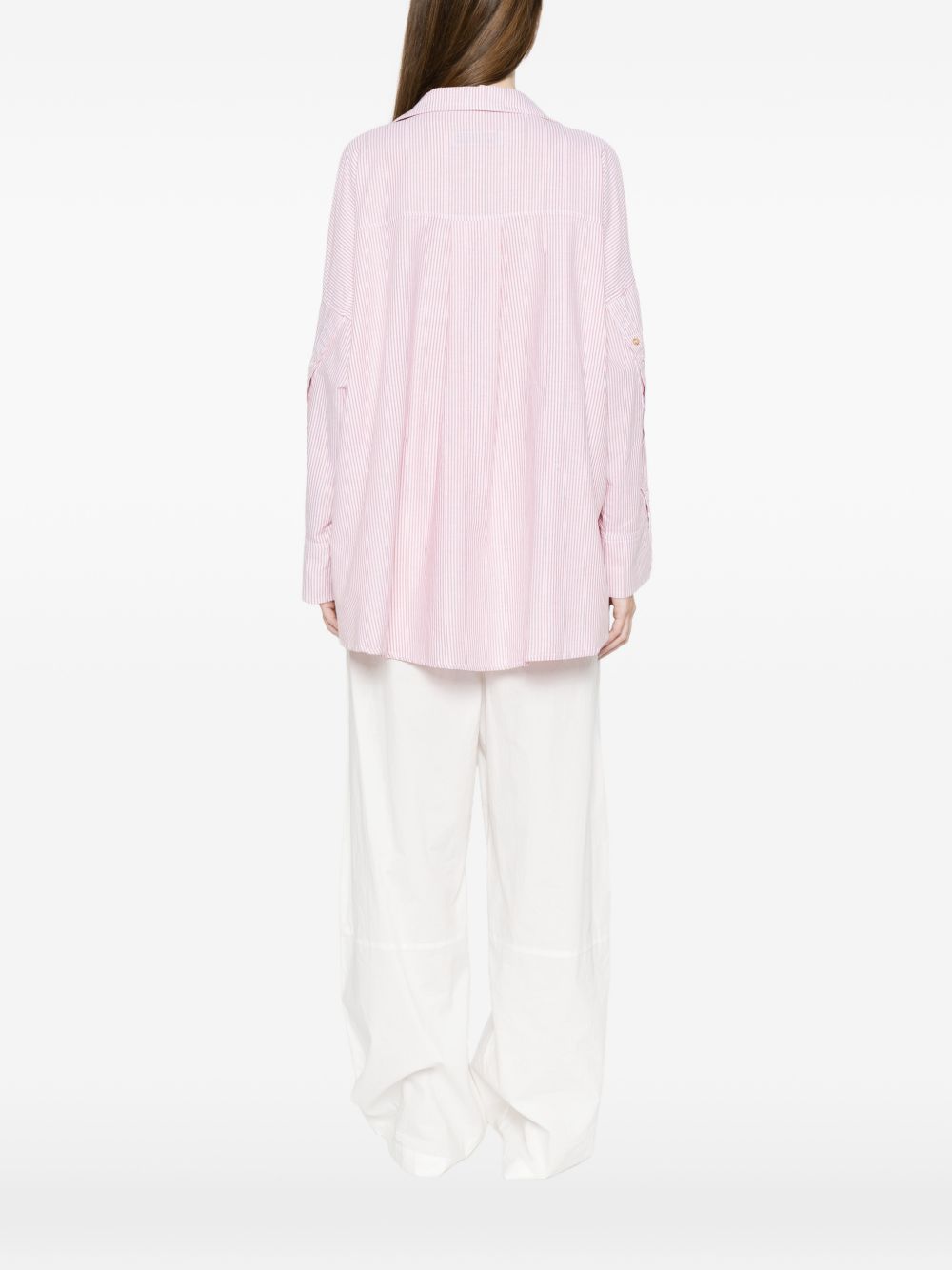 White Sand Pink Striped Cotton Shirt — New In
