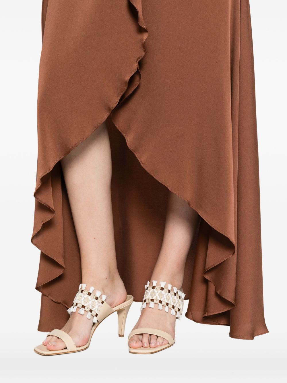 Silk95Five Silk Long Dress — Shangri V‑Neck Draped