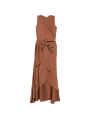 Silk95Five Silk Long Dress — Shangri V‑Neck Draped