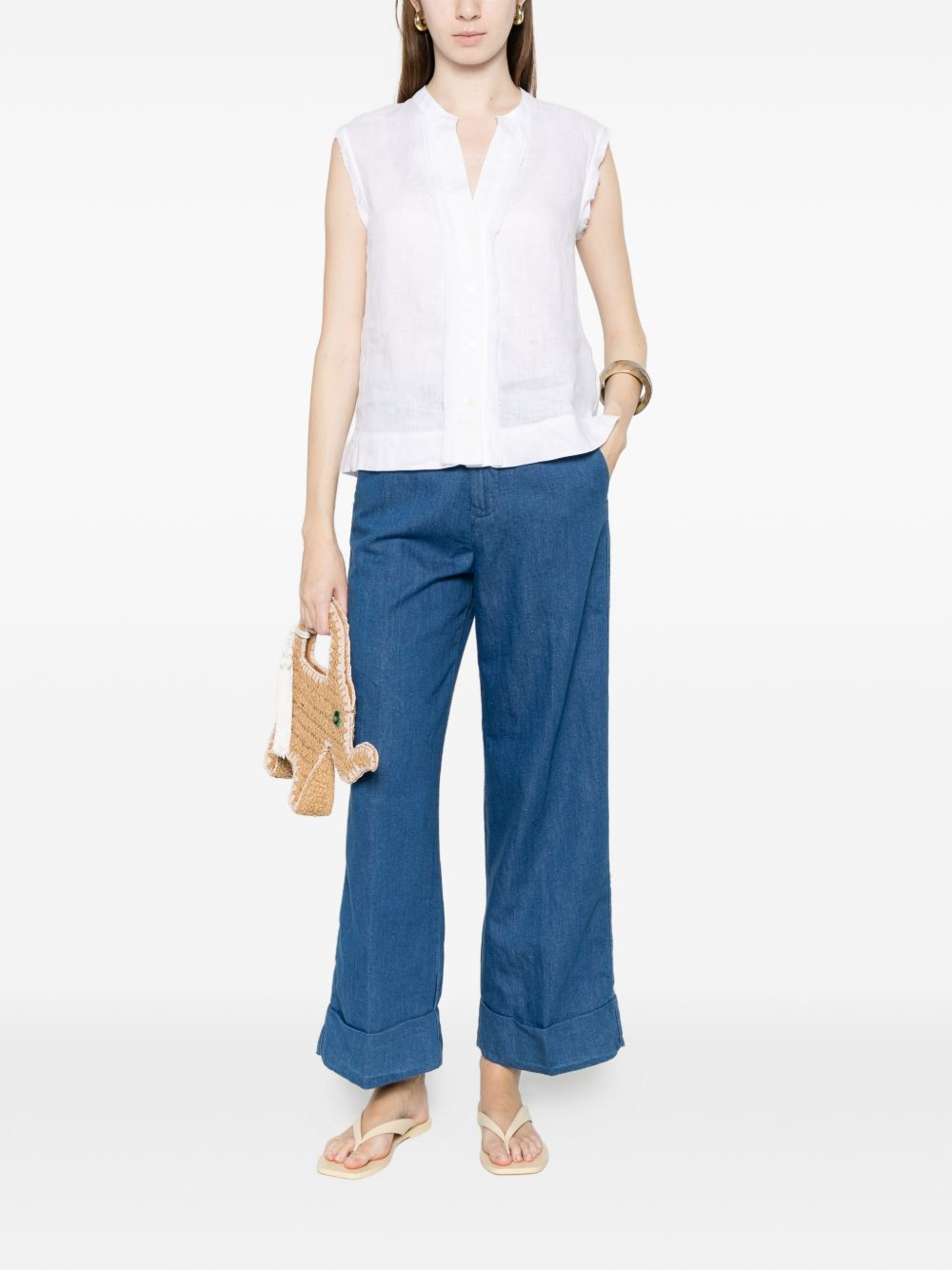 White Sand Cotton and linen blend trousers