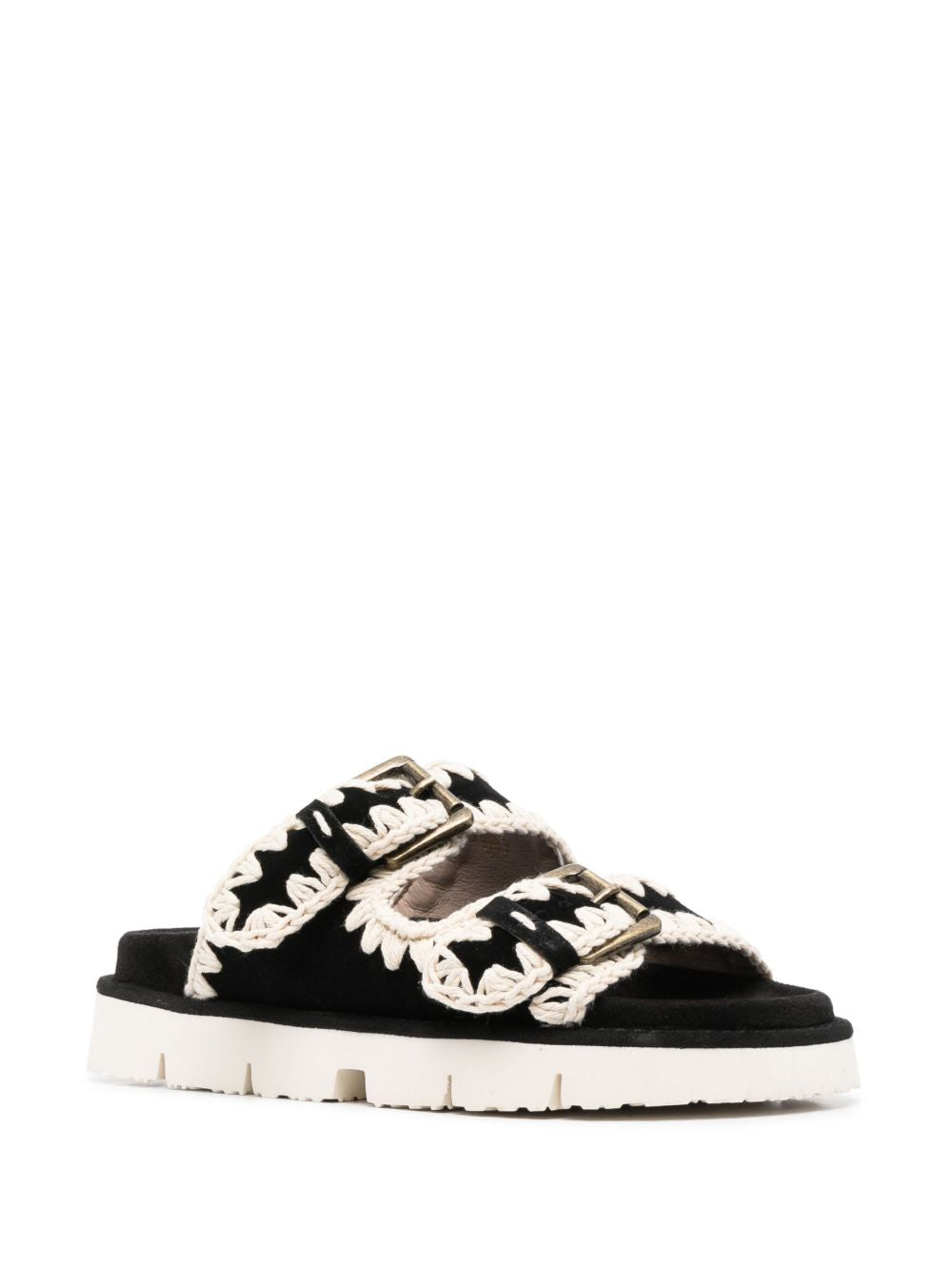 Mou Bio 2 Buckles Sandals — Black Calf Leather, €220