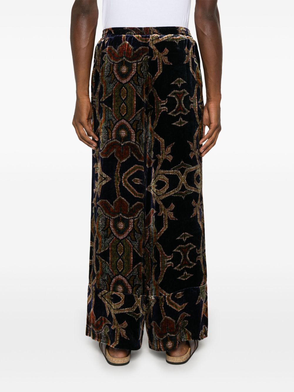 Pierre Louis Mascia Trousers — Brown Silk Wide‑Leg