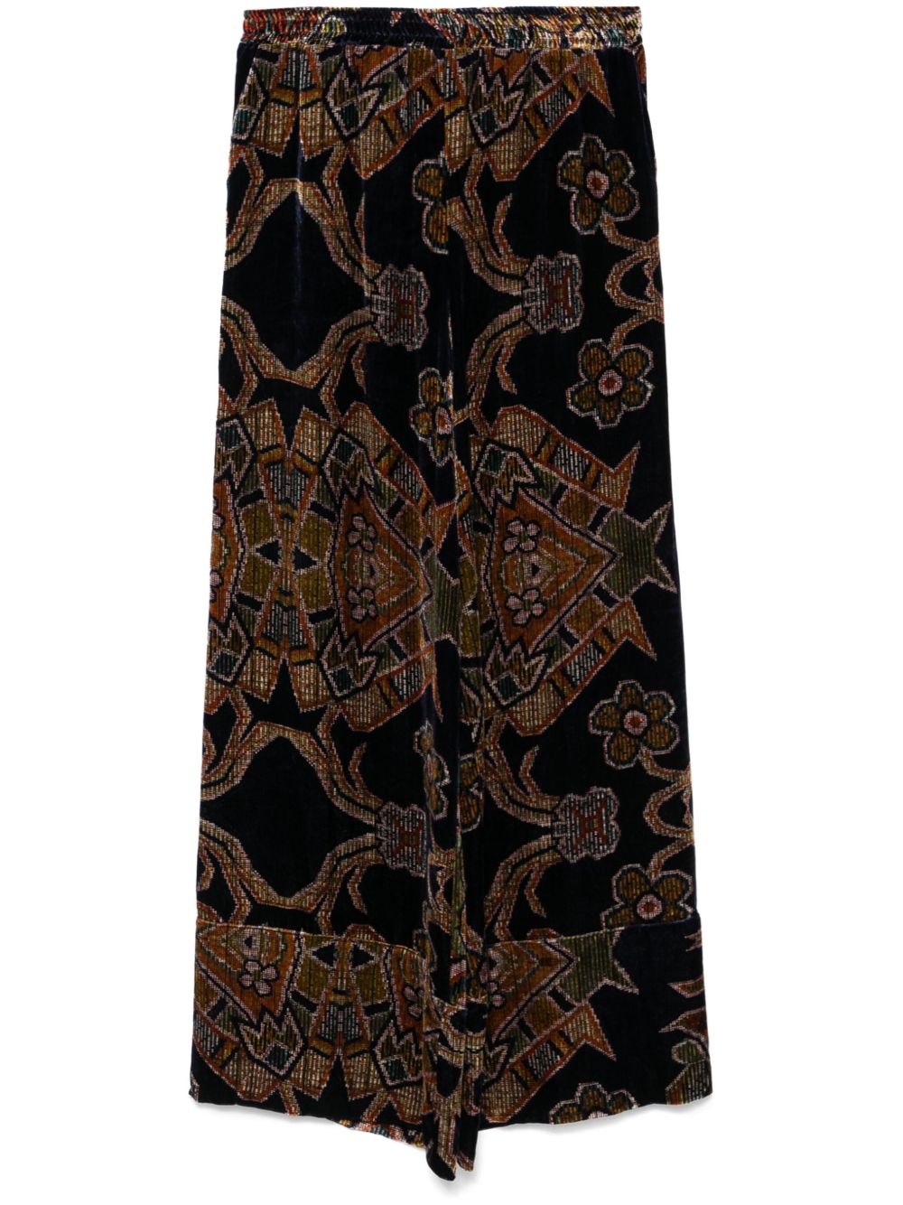 Pierre Louis Mascia Trousers — Brown Silk Wide‑Leg