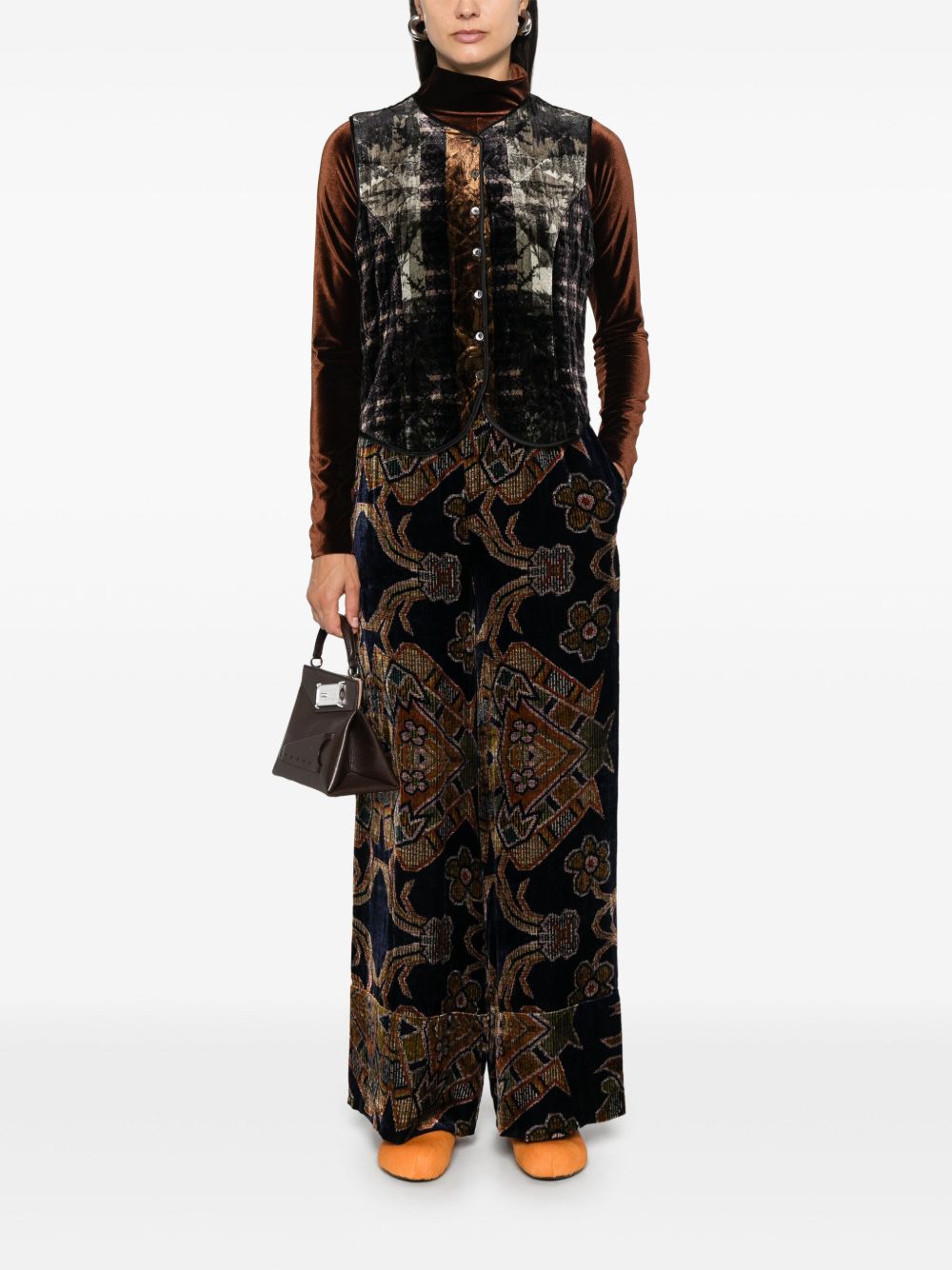 Pierre Louis Mascia Trousers — Brown Silk Wide‑Leg