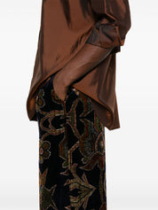 Pierre Louis Mascia Trousers — Brown Silk Wide‑Leg