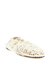 Odissi Iris Ballet Flats — White Crochet Flats