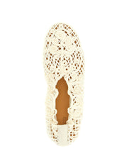 Odissi Iris Ballet Flats — White Crochet Flats