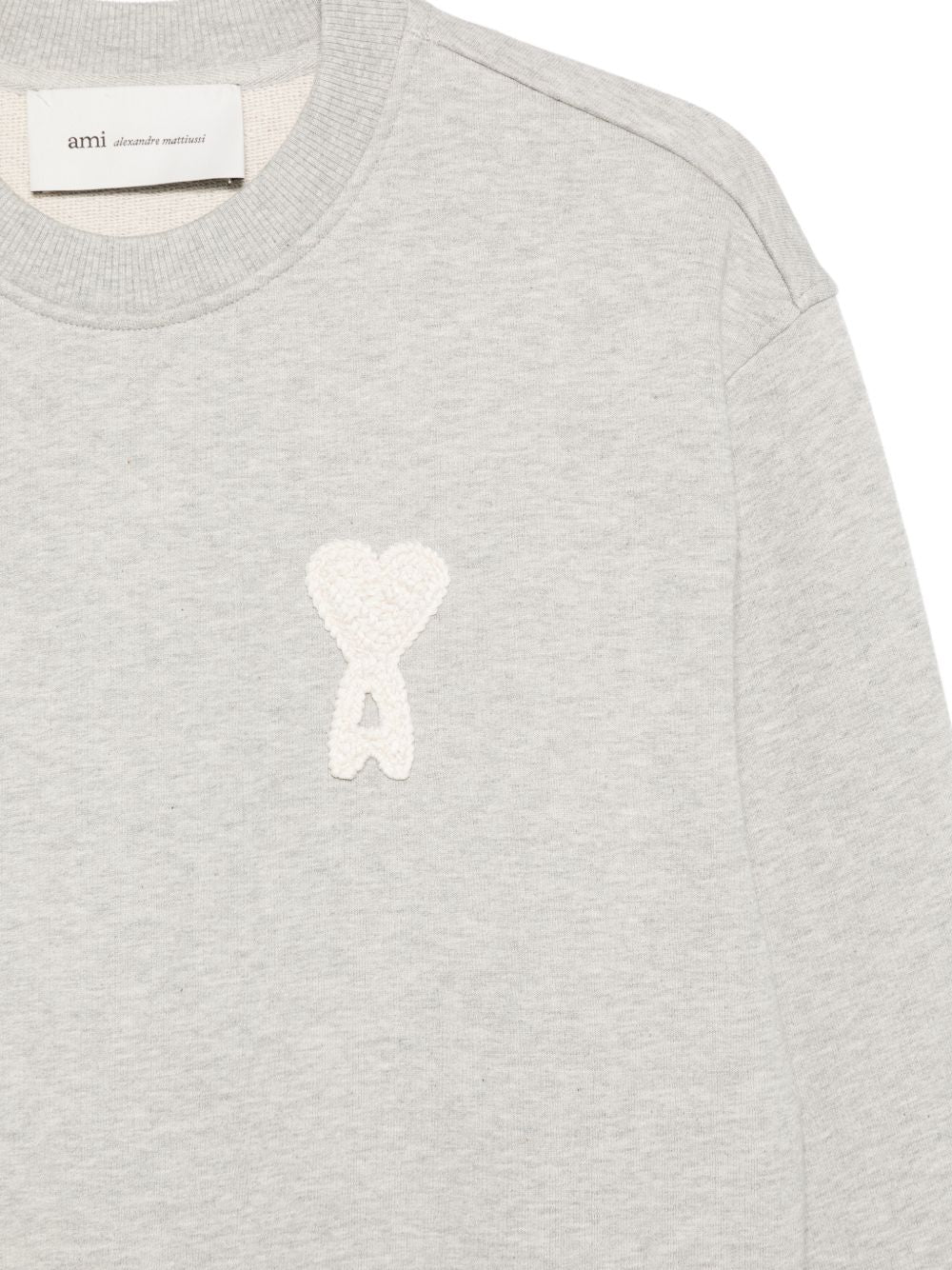 Ami Paris Ami De Coeur Cotton Sweatshirt — Grey Topwear