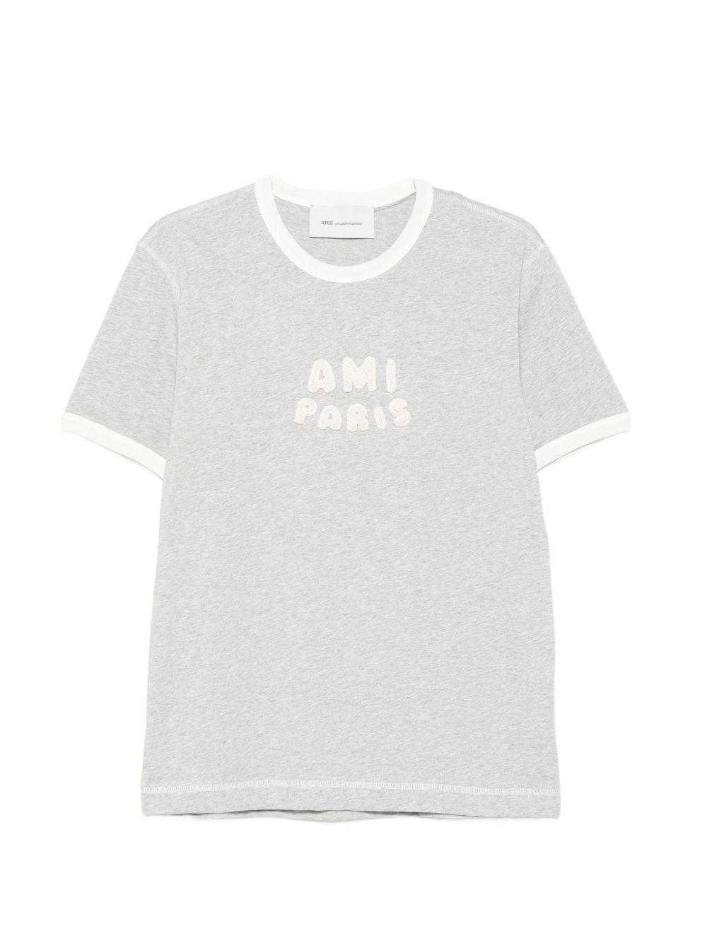 Ami Paris Logo Cotton T‑Shirt — Grey Women’s Topwear