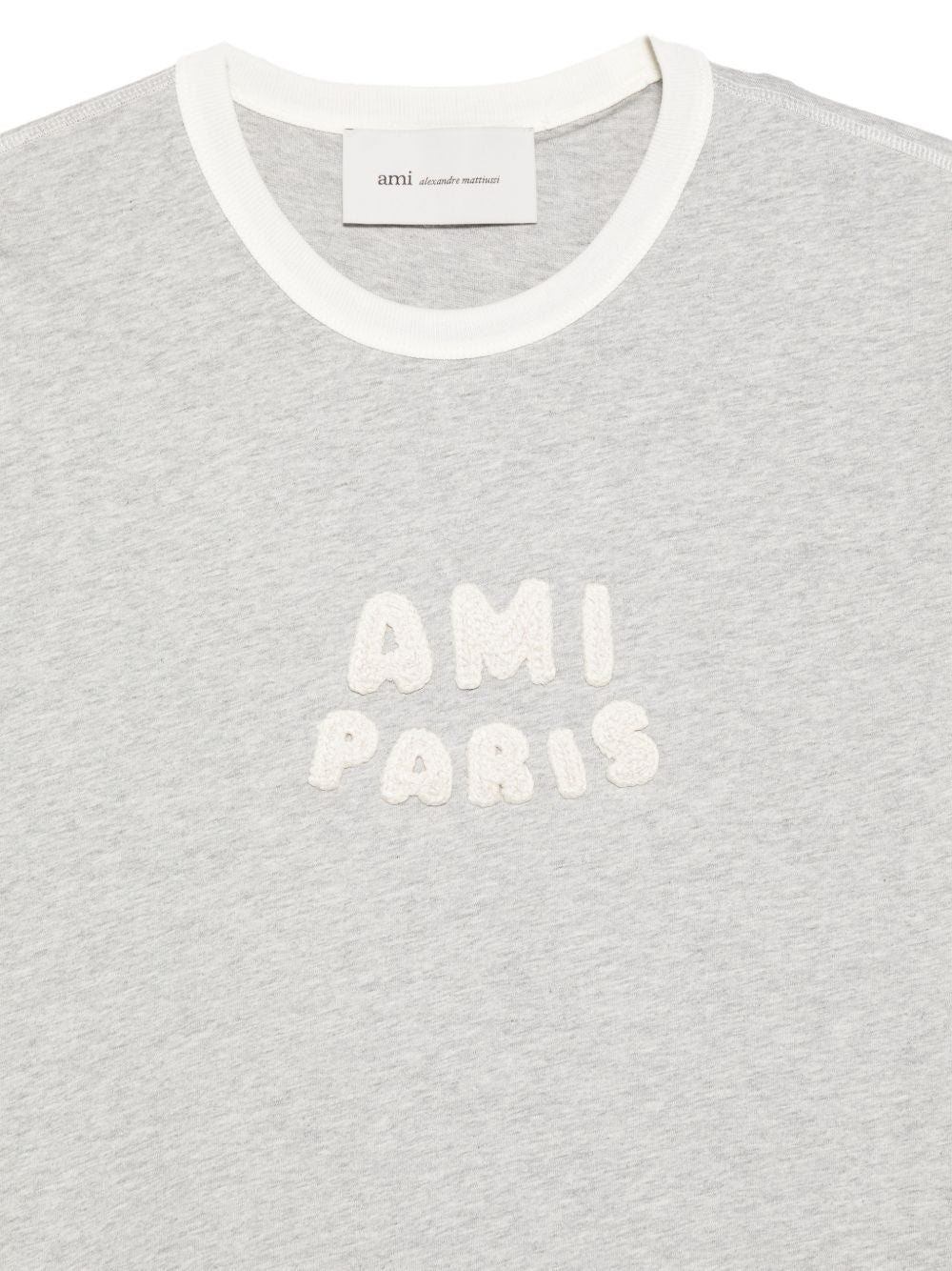 Ami Paris Logo Cotton T‑Shirt — Grey Women’s Topwear