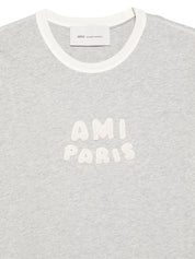 Ami Paris Logo Cotton T‑Shirt — Grey Women’s Topwear