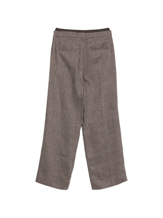 Alysi Striped Trousers — Brown Drawstring Trousers