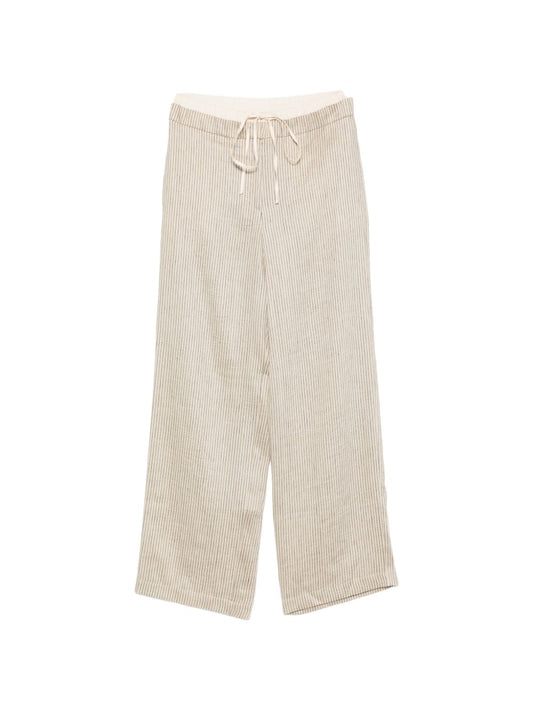 Alysi Striped Trousers — Crema Drawstring Waist (New)