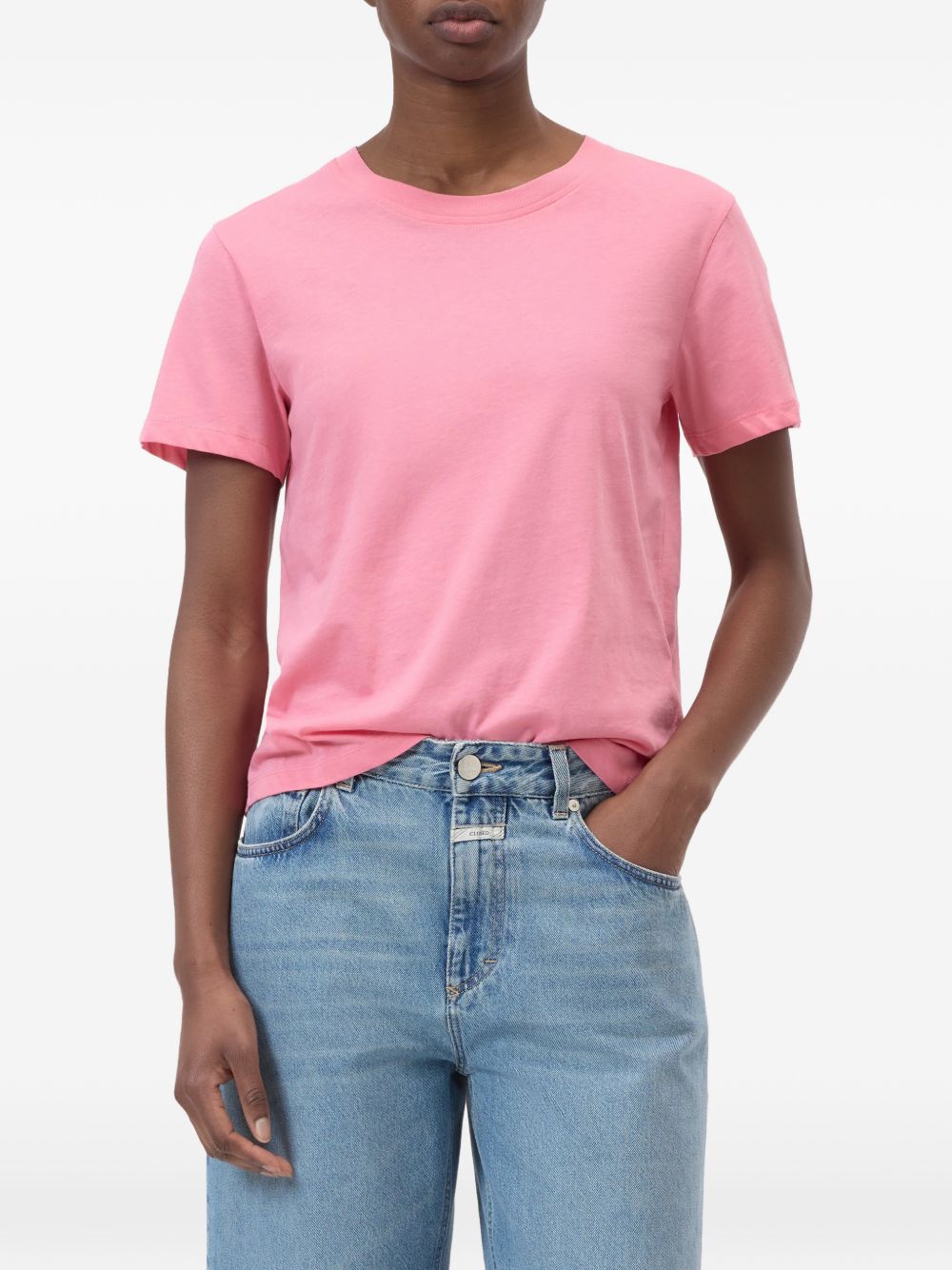 Closed Pink Cotton T‑Shirt — Round Neck Short Sleeves