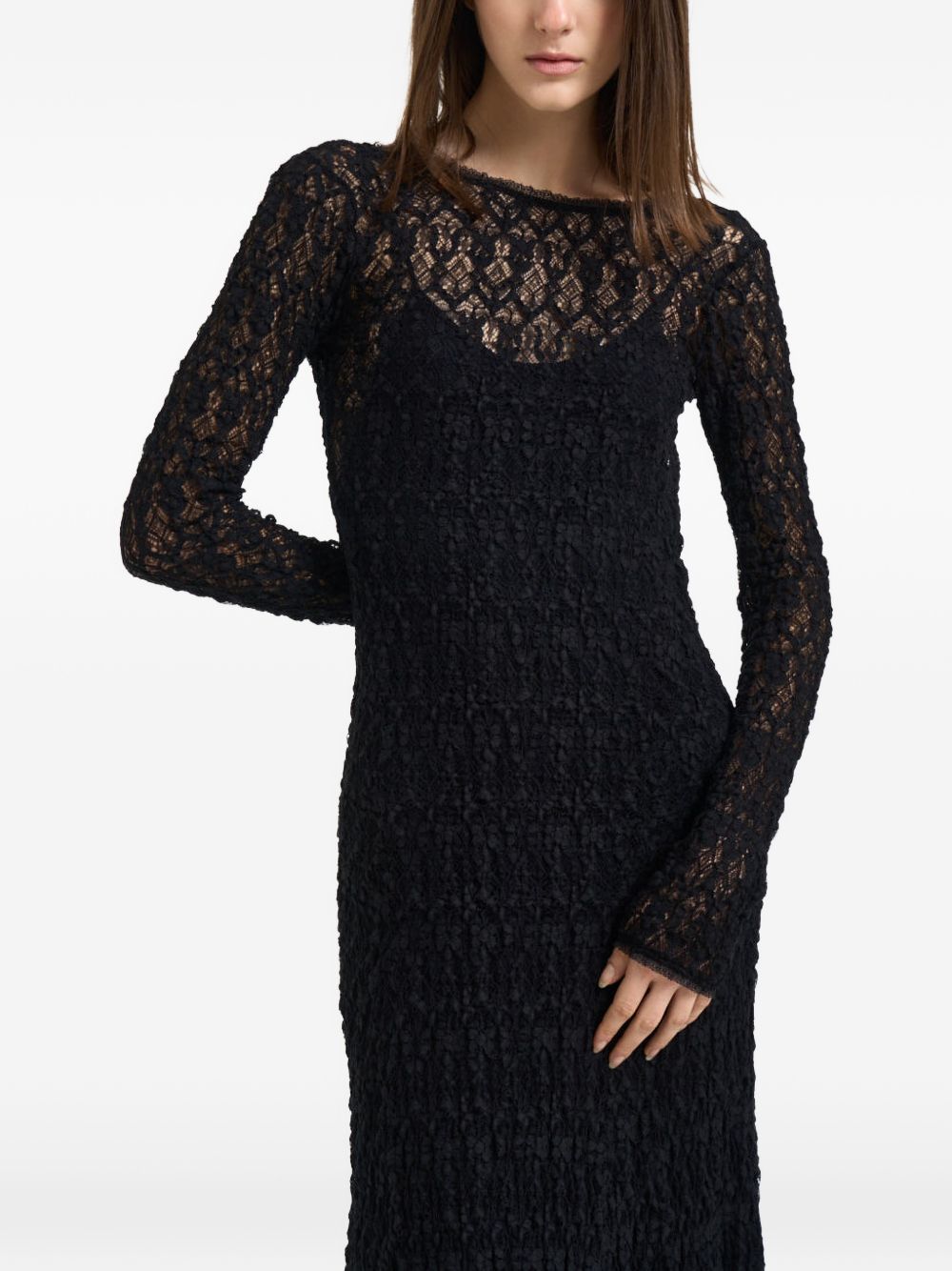Forte Forte Lace Long Dress — Black Lace Maxi