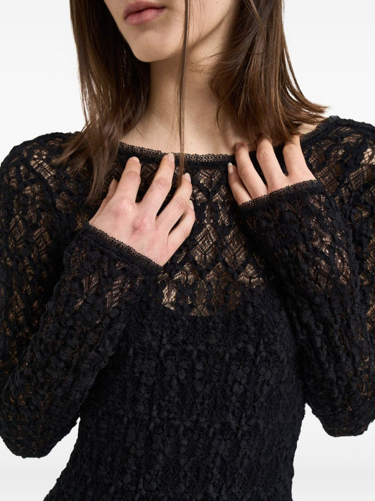 Forte Forte Lace Long Dress — Black Lace Maxi