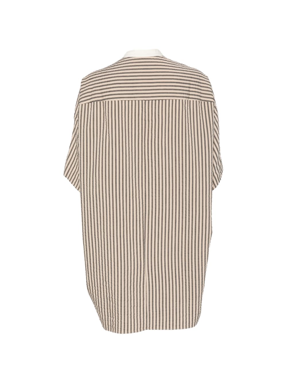 Alysi Cotton-Blend Striped Dress — Beige Vertical Stripes