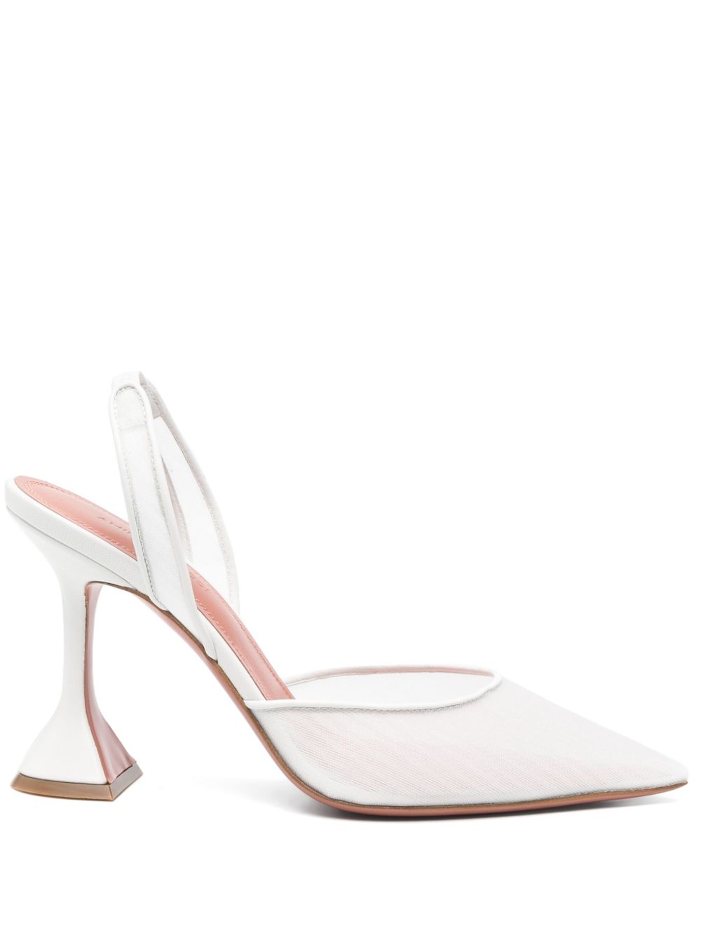 Amina Muaddi Holli Slingback Pumps — Medium Heel (White)