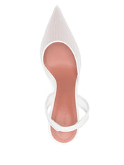 Amina Muaddi Holli Slingback Pumps — Medium Heel (White)