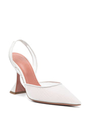 Amina Muaddi Holli Slingback Pumps — Medium Heel (White)