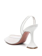Amina Muaddi Holli Slingback Pumps — Medium Heel (White)
