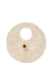 JACQUEMUS Le Petit Rond Spiaggia Handbag — White Crochet
