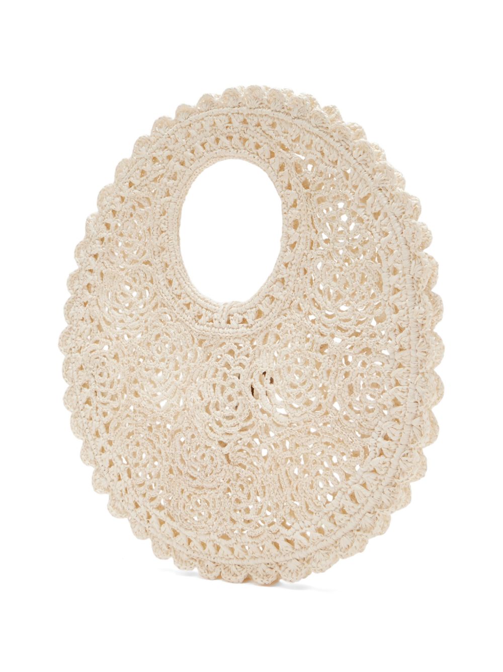 JACQUEMUS Le Petit Rond Spiaggia Handbag — White Crochet