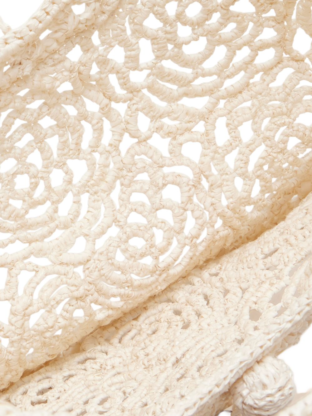 JACQUEMUS Le Petit Rond Spiaggia Handbag — White Crochet