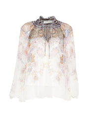 Zimmermann Luna Blouse — Paisley Tie-Neck Shirt