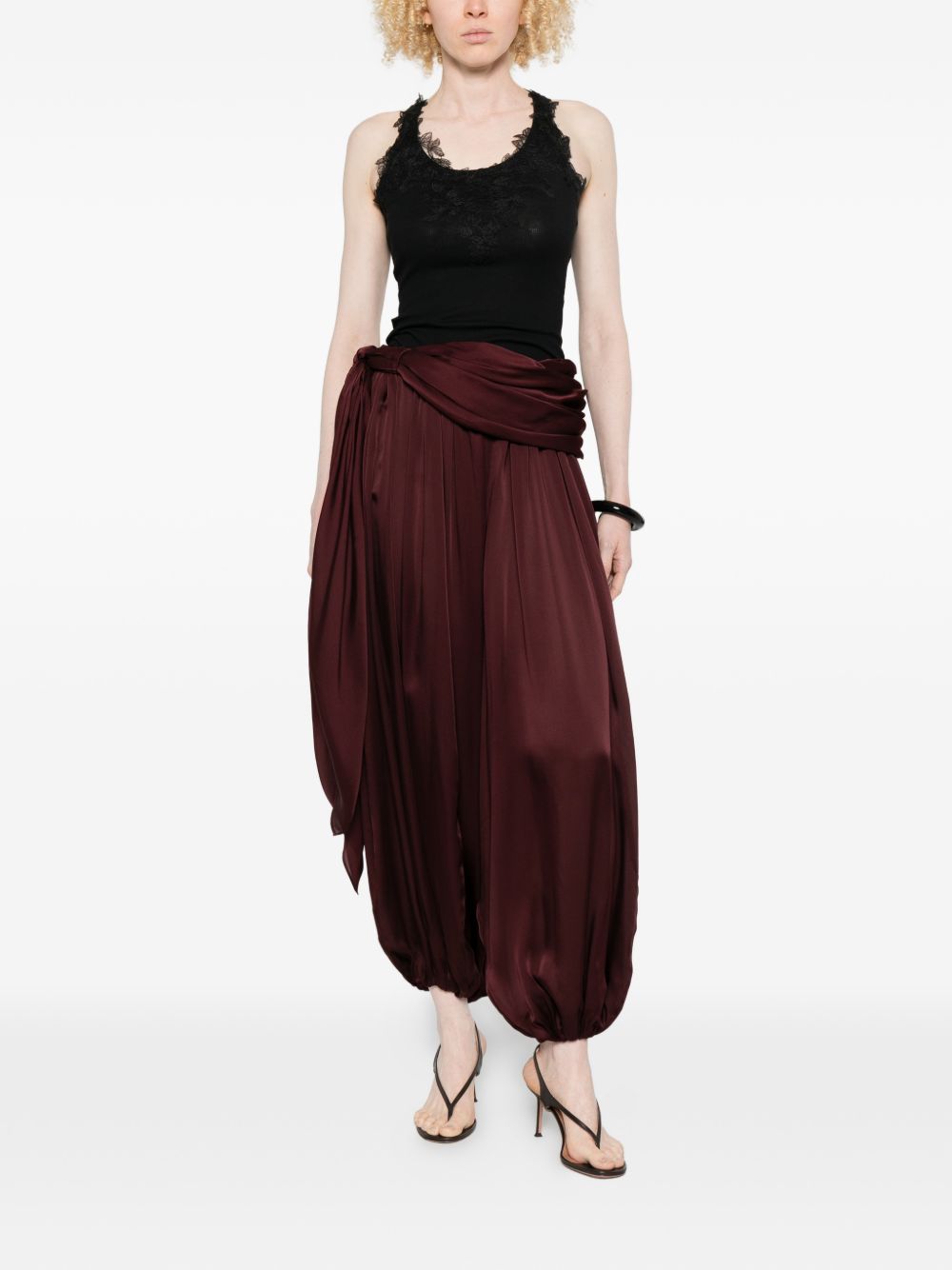 Zimmermann Trousers — Luna Silk Bordeaux Trousers