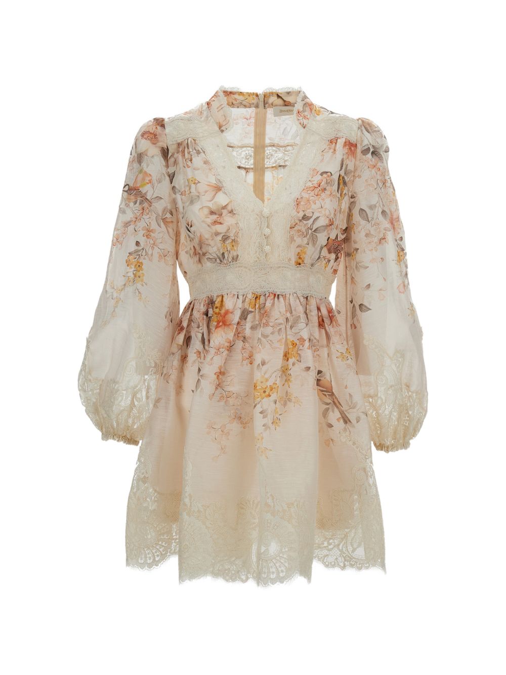 Zimmermann Luna Lantern Dress — V‑Neck Balloon Sleeves