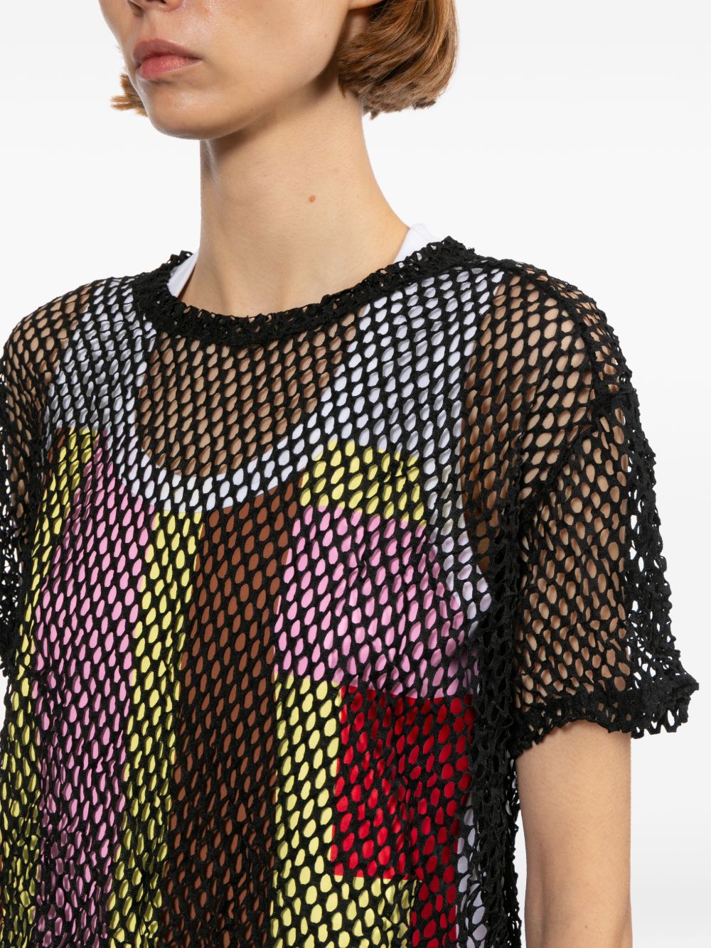 Comme Comme Open-knit T-shirt — Black Topwear