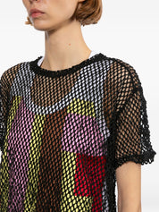 Comme Comme Open-knit T-shirt — Black Topwear