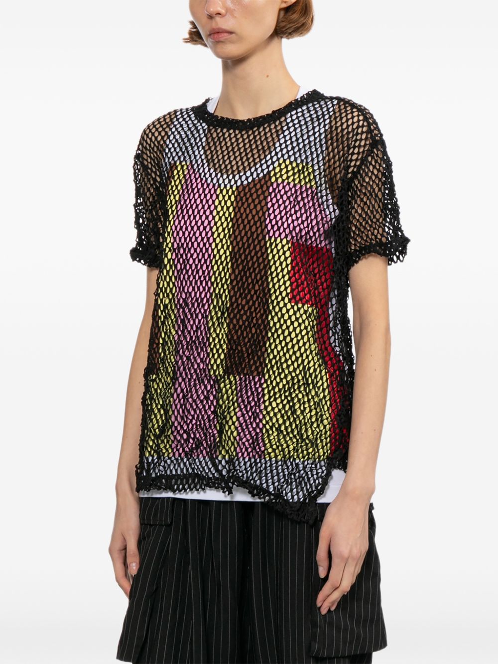 Comme Comme Open-knit T-shirt — Black Topwear