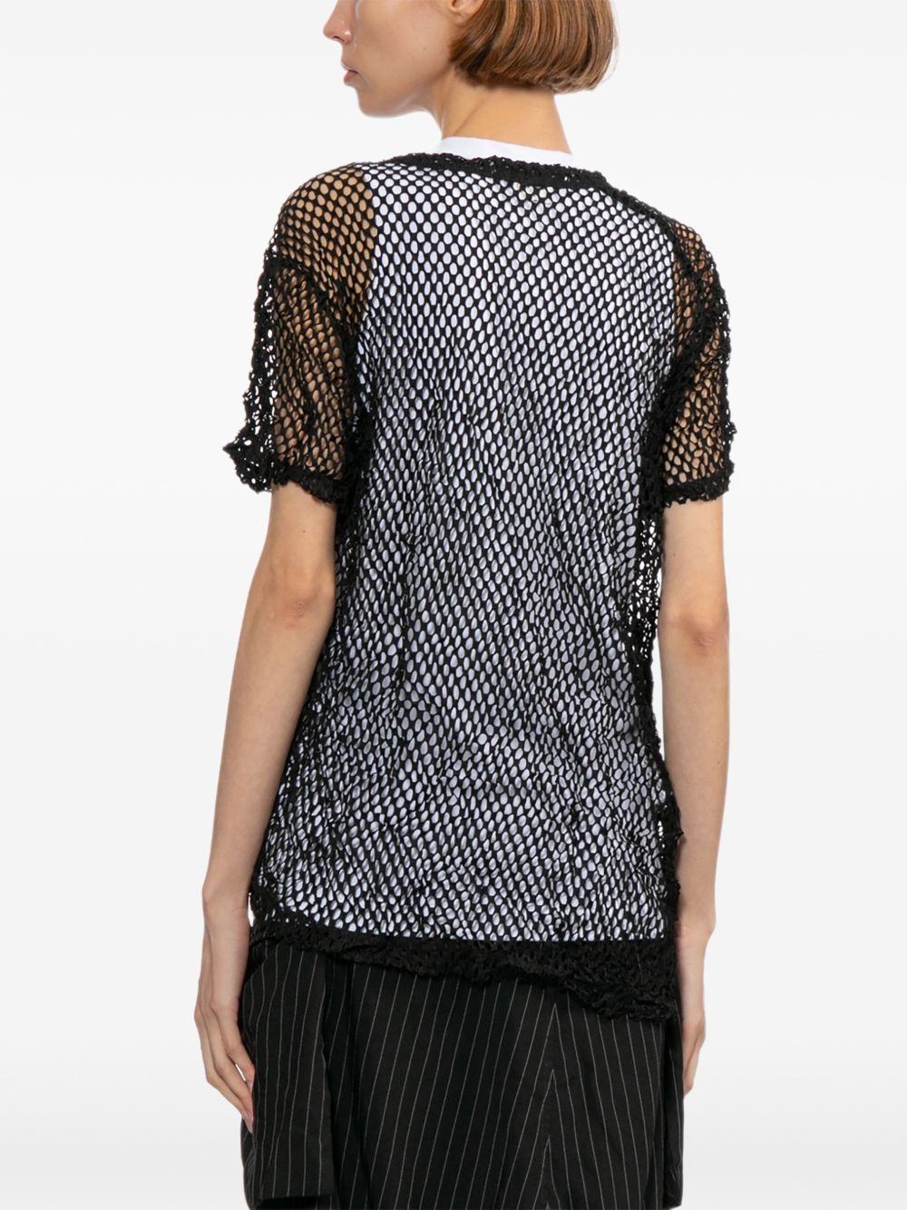 Comme Comme Open-knit T-shirt — Black Topwear